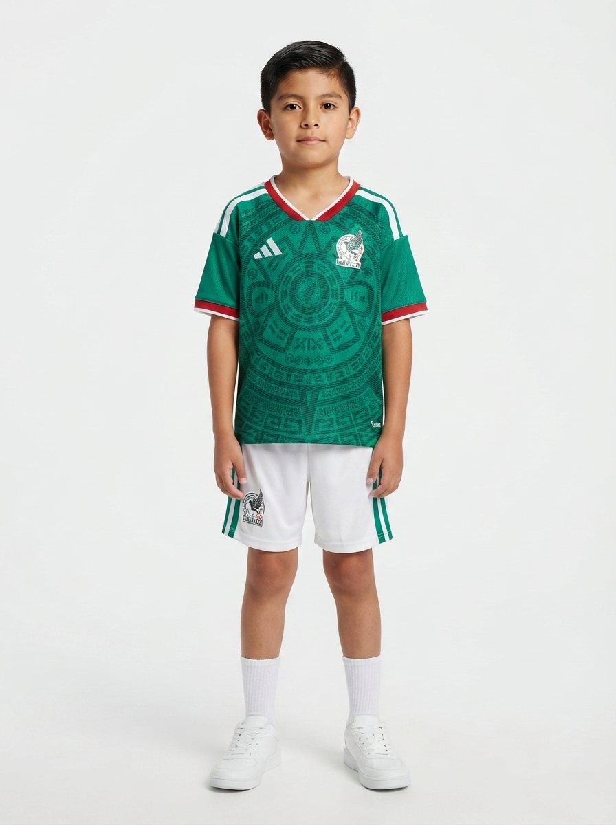 Kids Kit Mexico Home Fan Jersey Shirt 2026 World Cup