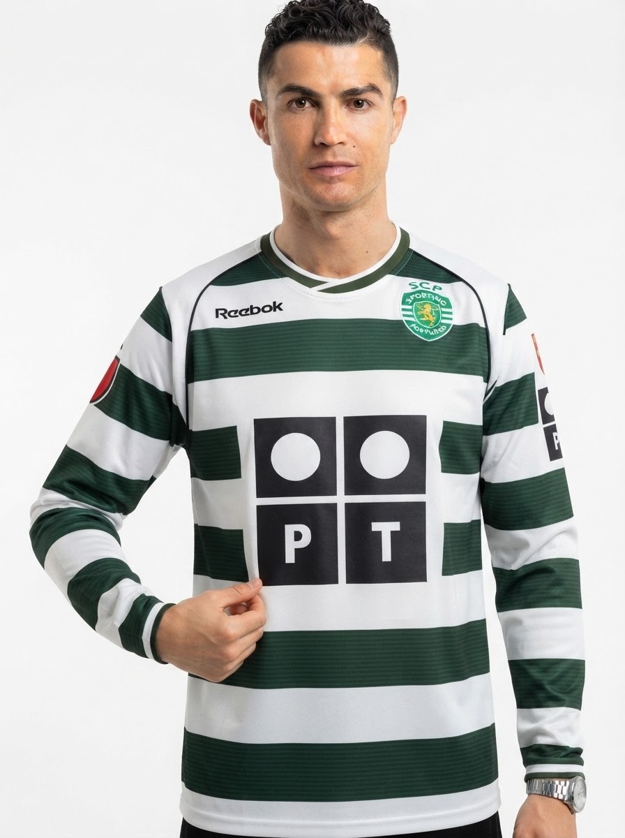 Camisola Sporting Manga Comprida Retro 2001/03 - Modelo Exclusivo!