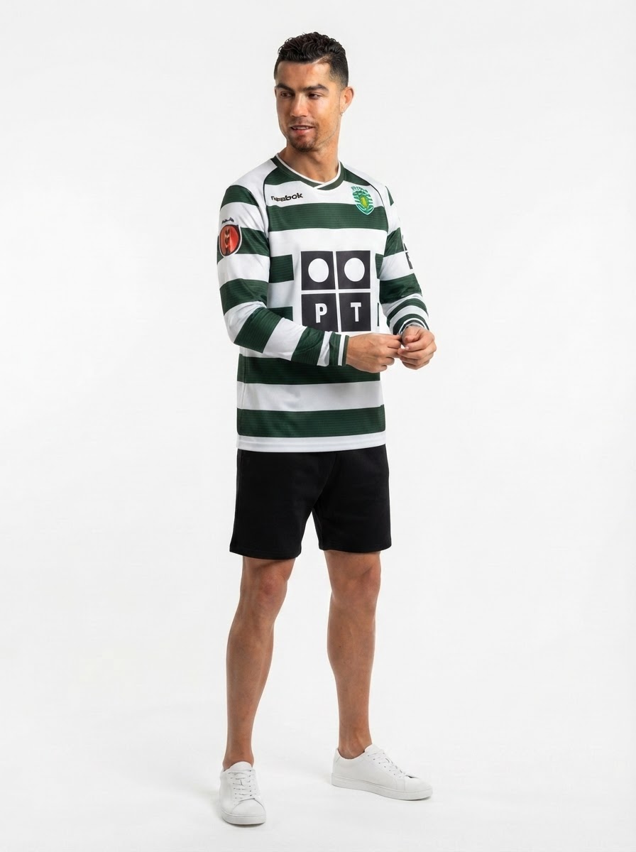 Camisola Sporting Manga Comprida Retro 2001/03 - Modelo Exclusivo!
