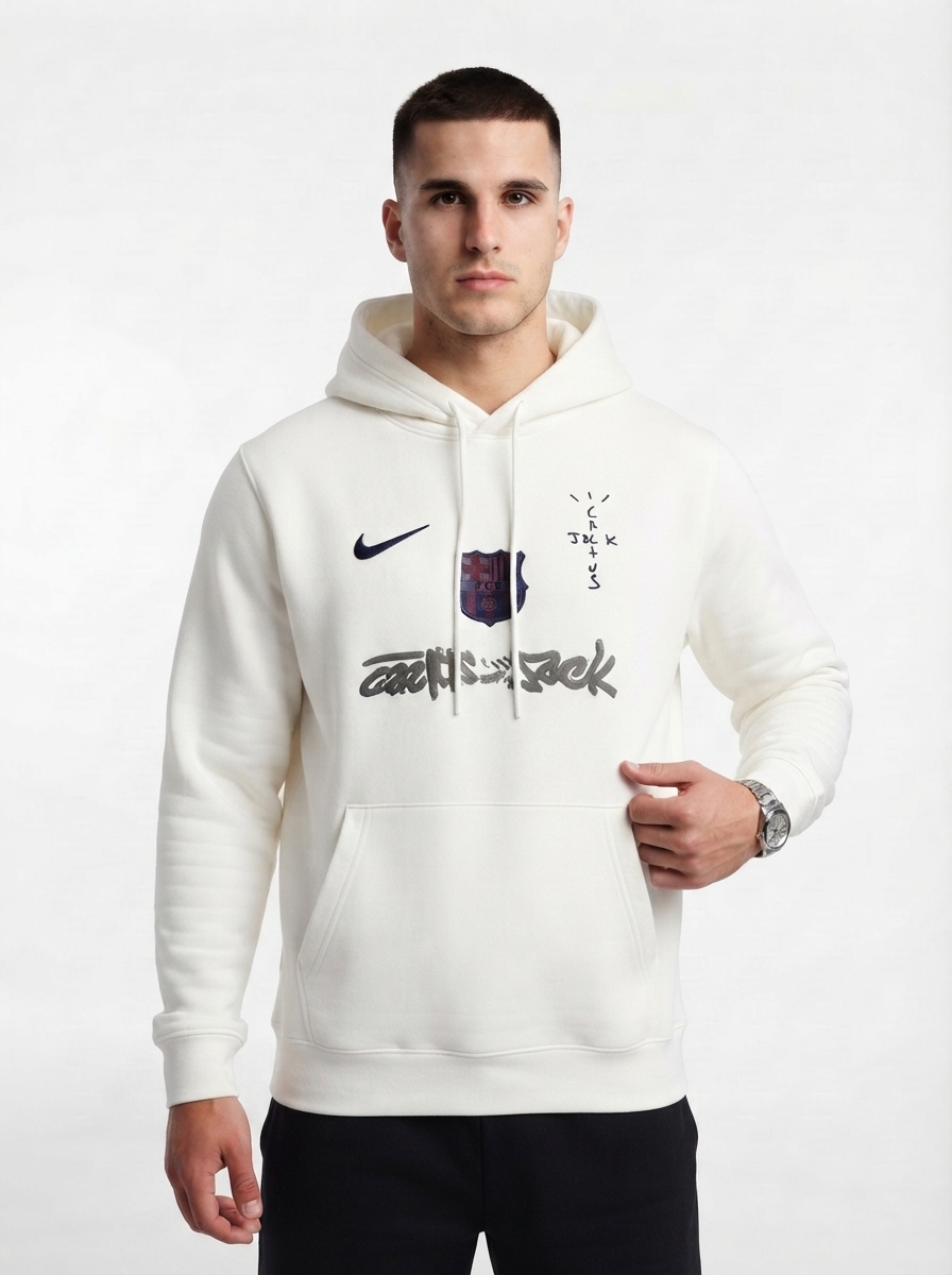 Barcelona Sweatshirt 2025 - Travis Scott Collab Spotify - White