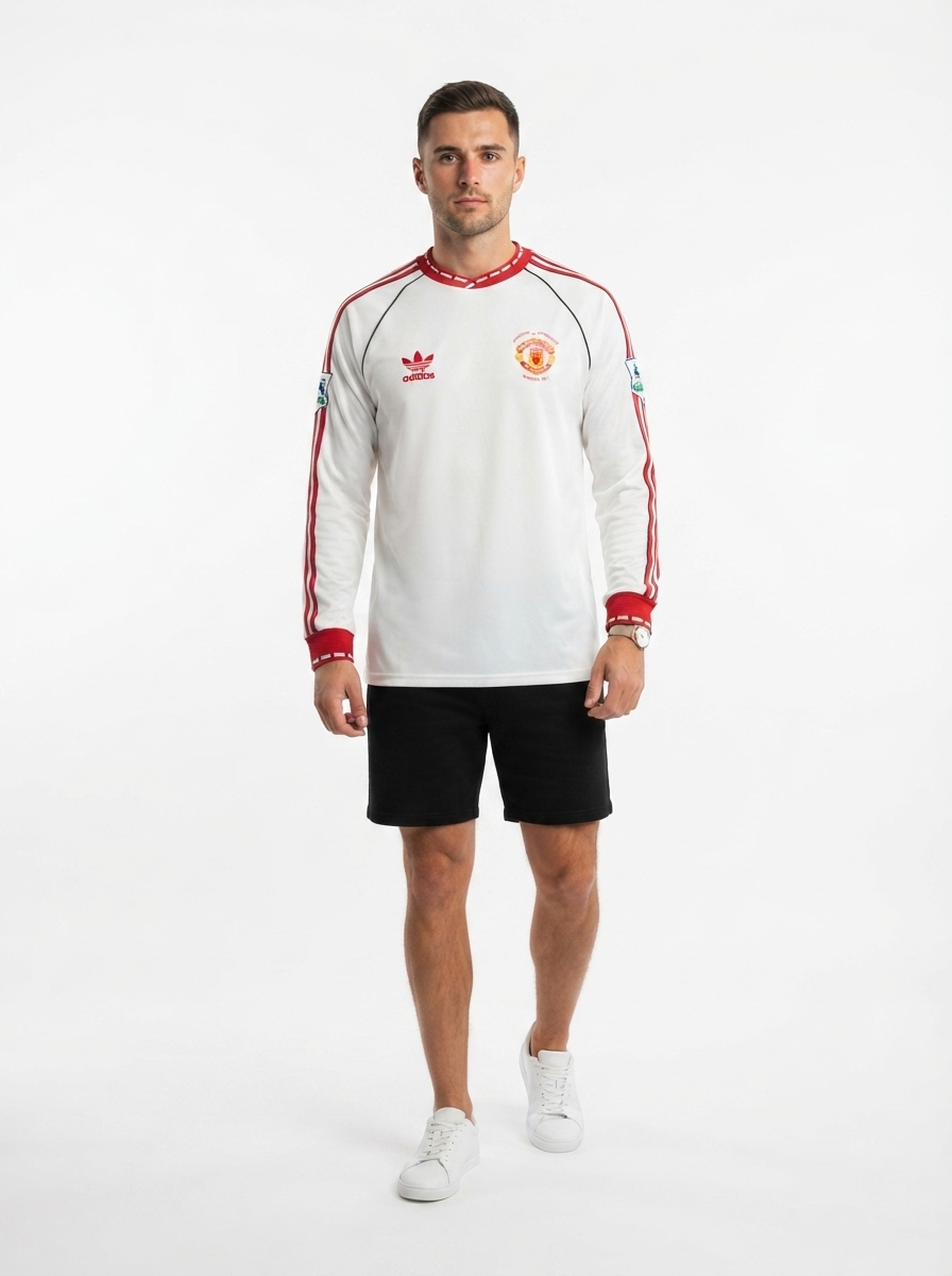 Manchester United Bring Back 1991 Away Long Sleeve Jersey White