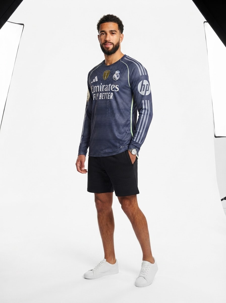 Real Madrid Away Long Sleeve Fan Jersey 2025/26 - Patch 2025 Club World Cup + FIFA Intercontinental Champions