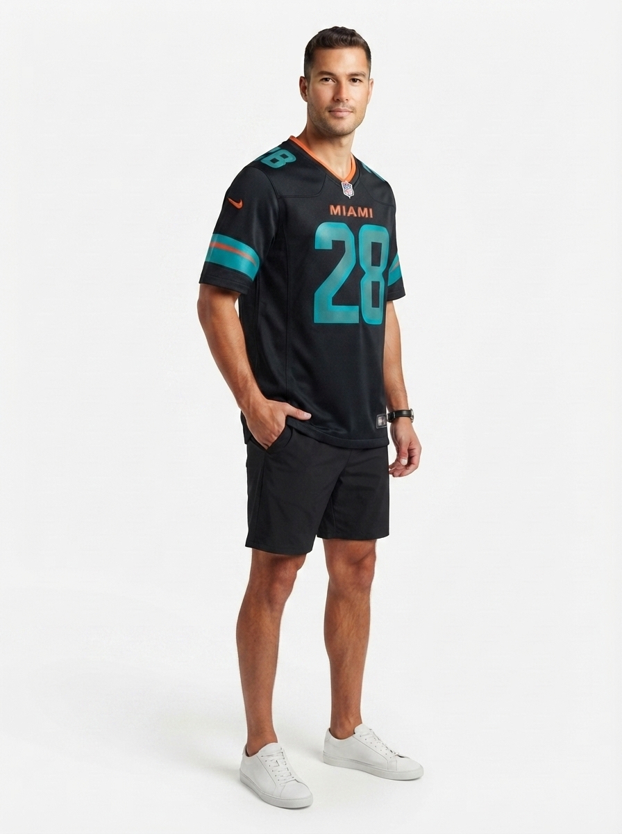 Men's De’Von Achane Pitch Blue Miami Dolphins 2025 Rivalries Jersey