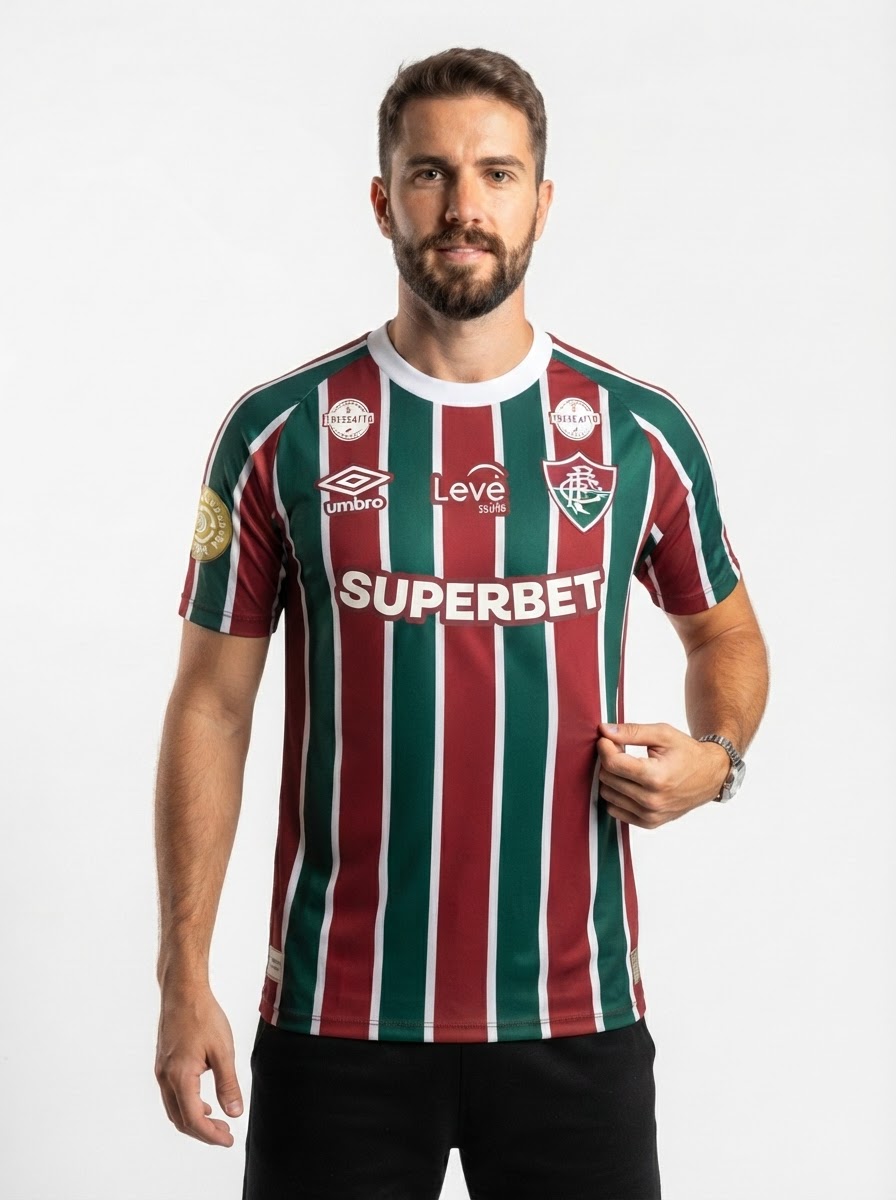 Jersey Fluminense 2025/26 I - All Sponsor e Patch Mundial