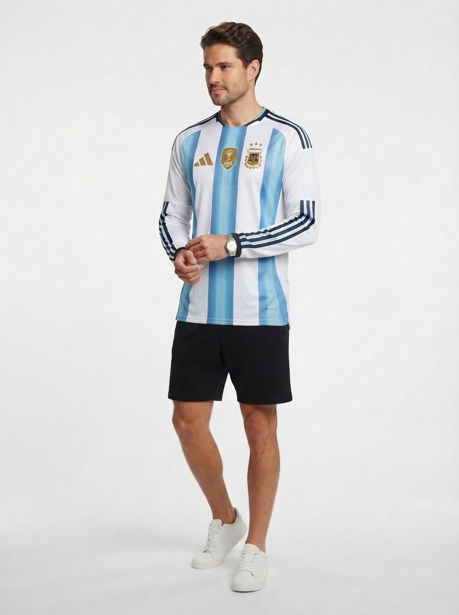 Argentina Home Long Sleeve Fan Jersey Shirt 2026 World Cup