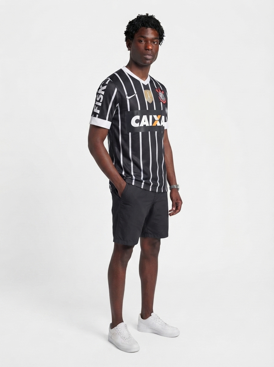 Jersey Retrô Corinthians Away 2013 Preta/Branca Men's
