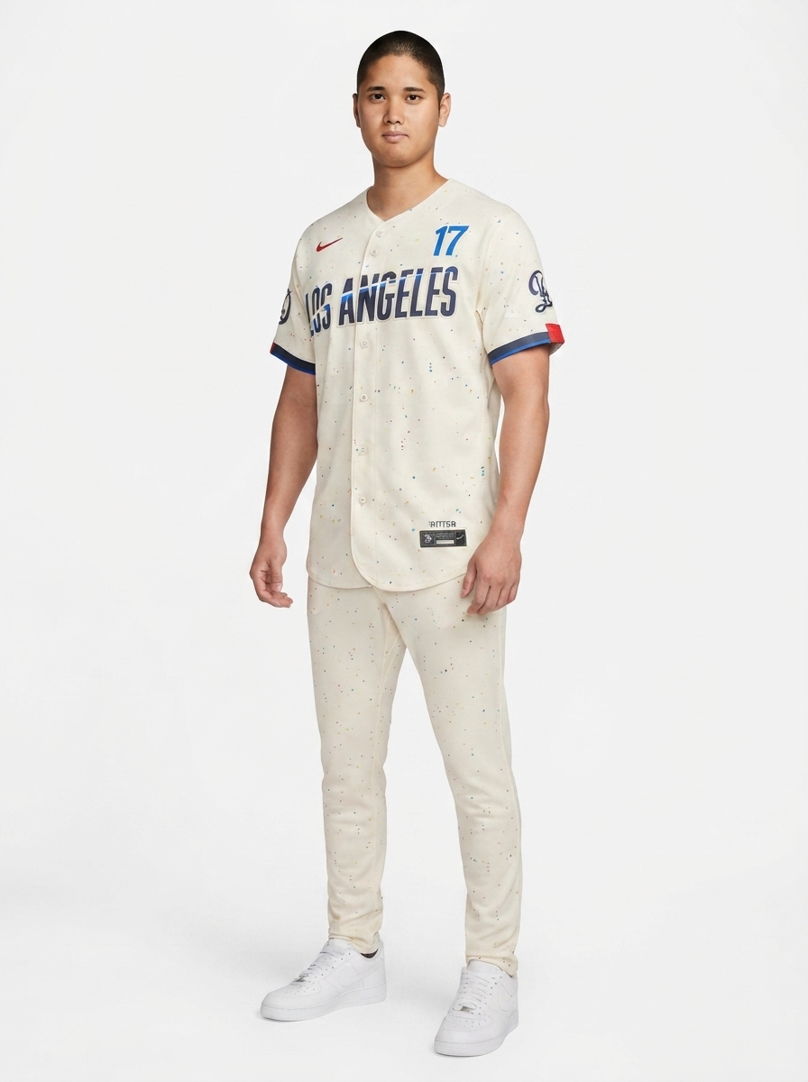 Jersey MLB Los Angeles Dodgers City Connect Torcedor Masculina Bege Shohei Ohtani 17