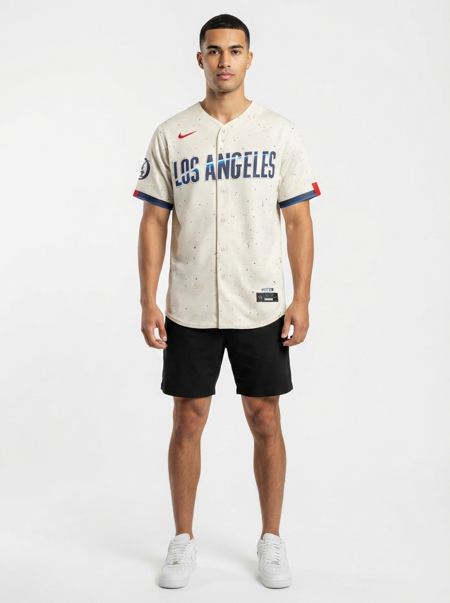 Jersey MLB Los Angeles Dodgers City Connect Torcedor Masculina Bege