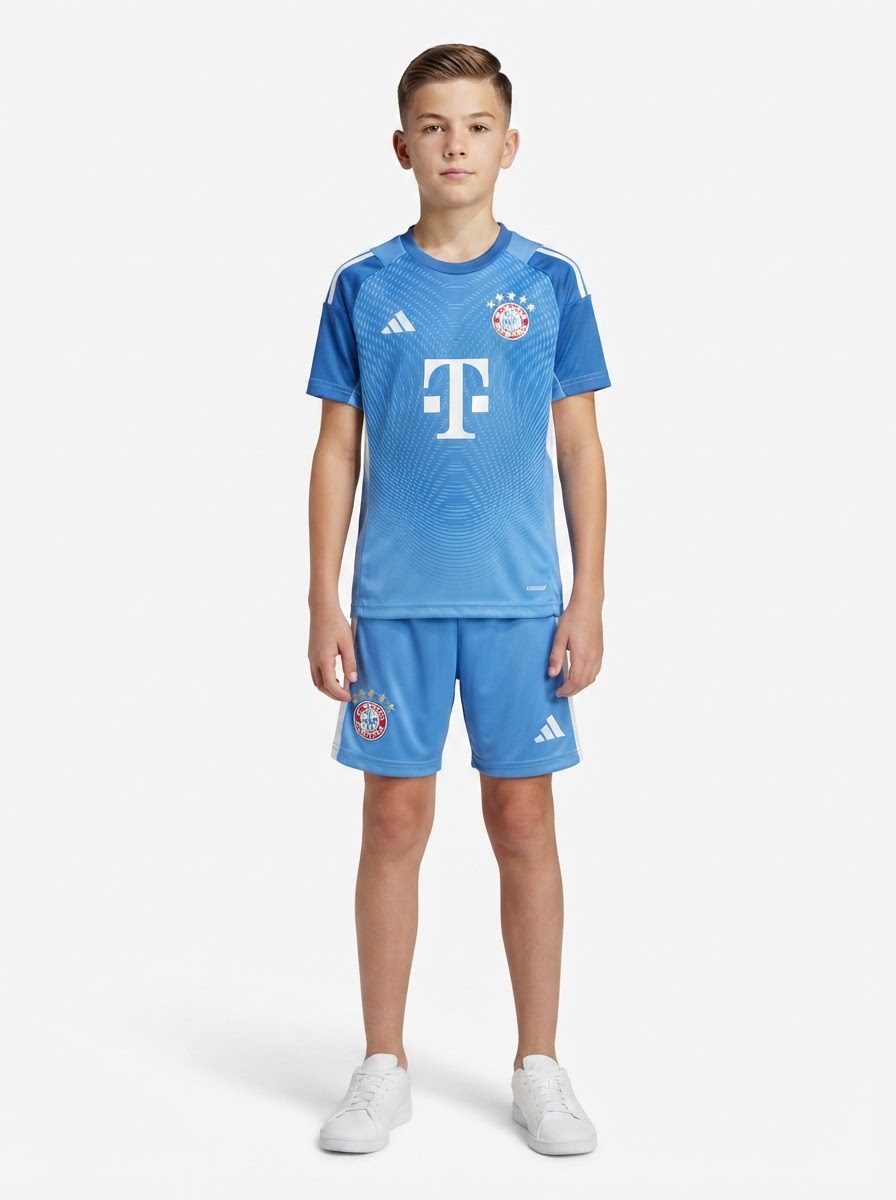 Bayern Munich 2025/26 Blue Goalkeeper Kids Kit