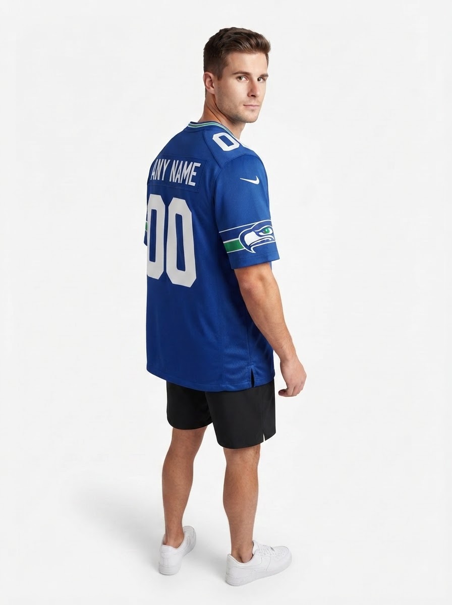 Seattle Seahawks - Royal Throwback Custom Jersey