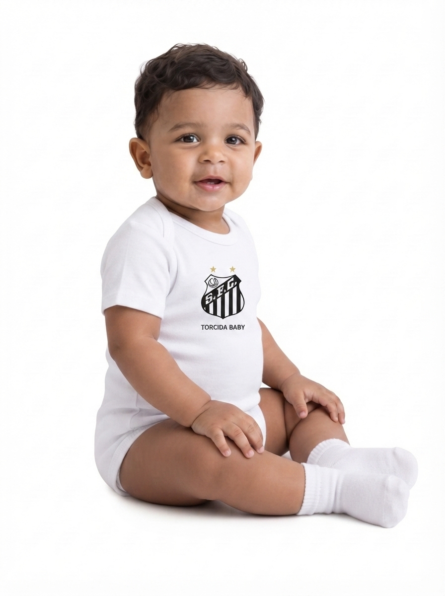 Body Baby Santos White 2026 Torcida Baby