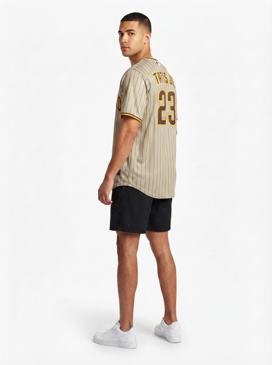 Jersey MLB San Diego Padres Road Torcedor Masculina Listrada Listrada Marrom Tatis Jr. 23
