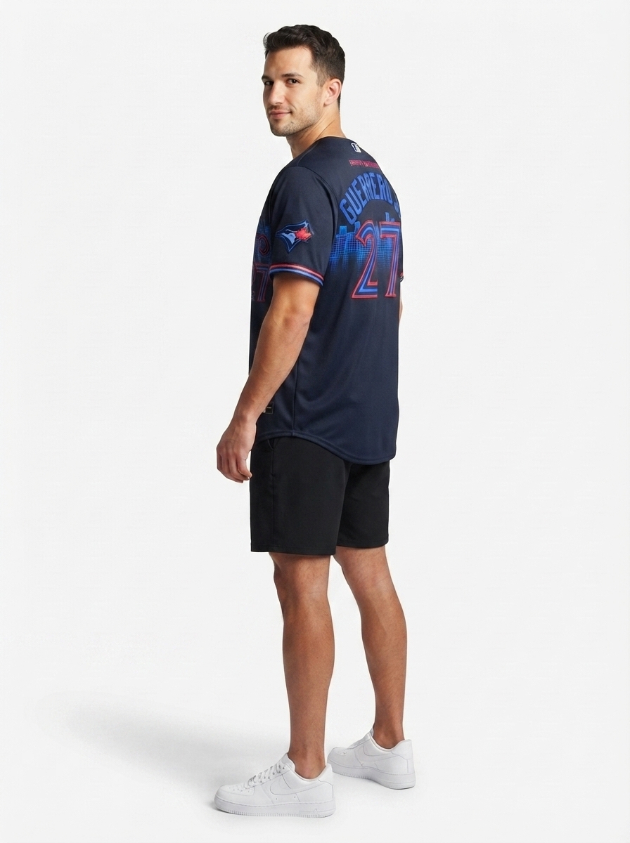 Jersey MLB Toronto Blue Jays City Connect Torcedor Masculina Azul Marinho Vladimir Guerrero Jr. 27
