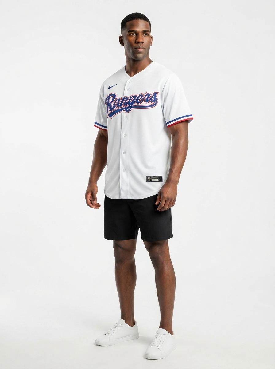 Jersey MLB Texas Rangers I Torcedor Masculina Branca Adolis Garcia 53