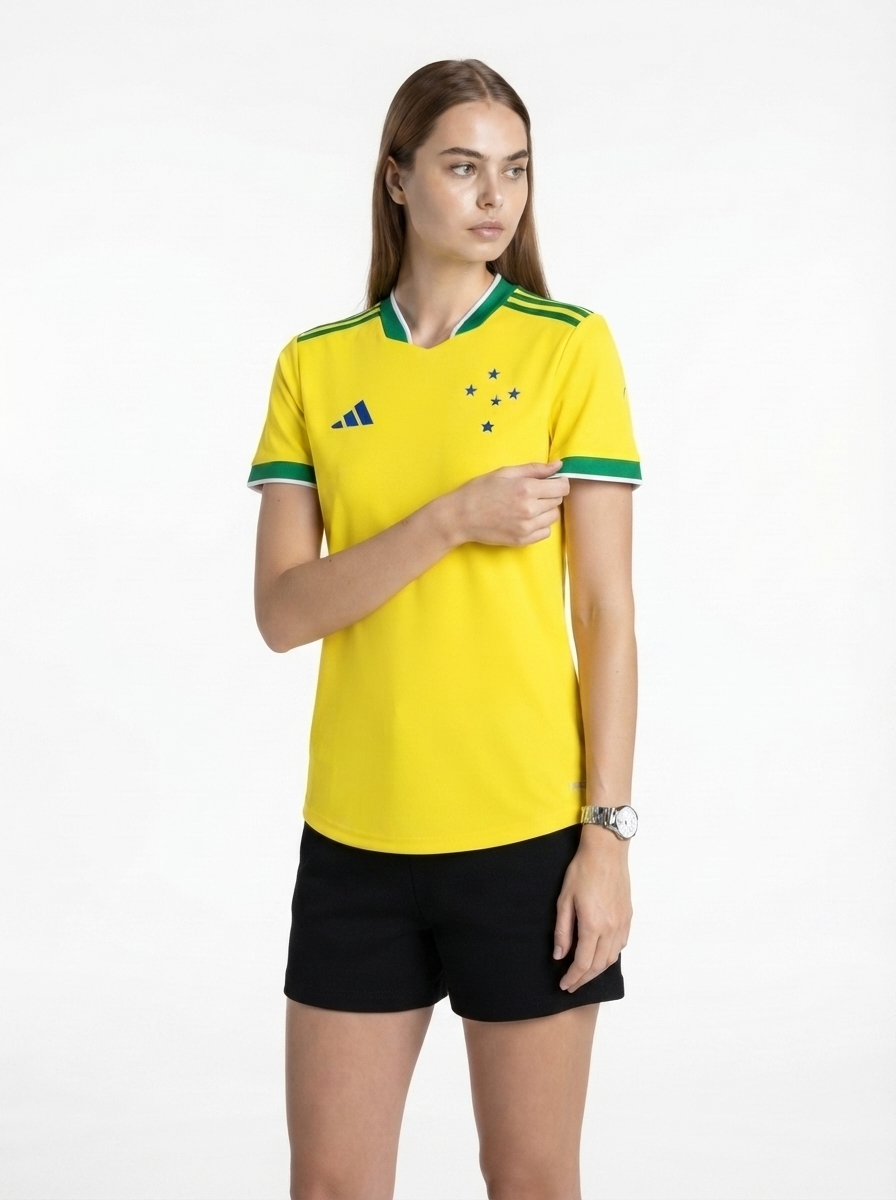 Camisa Feminina Cruzeiro Brasil 2026 - Amarelo+Verde