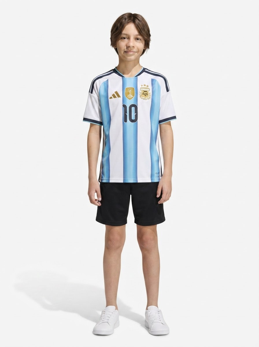 Kids Kit Argentina Home Messi 10 Fan Jersey Shirt 2026 World Cup