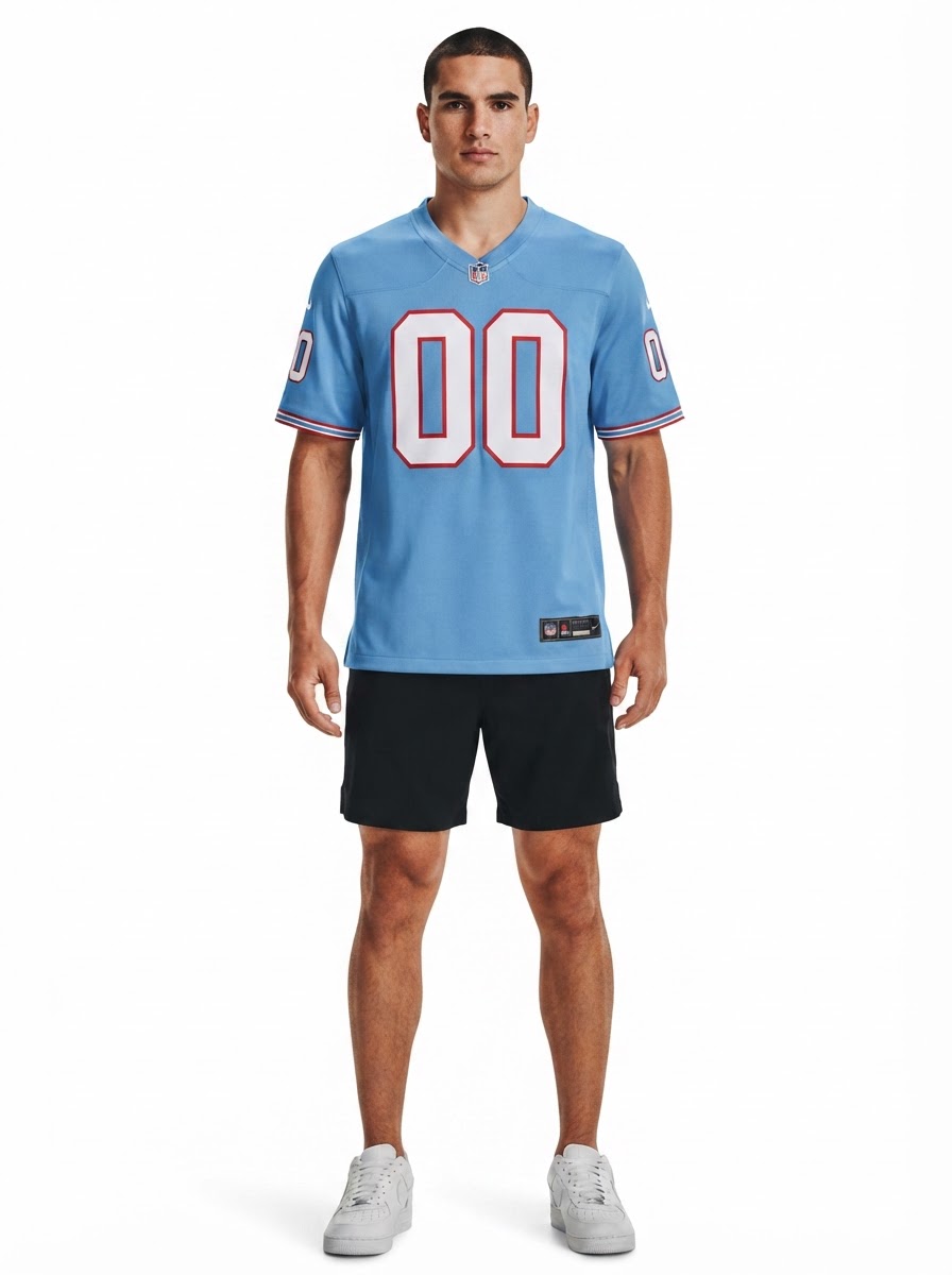 Tennessee Titans - Oilers Throwback Custom Game Jersey - Light Blue