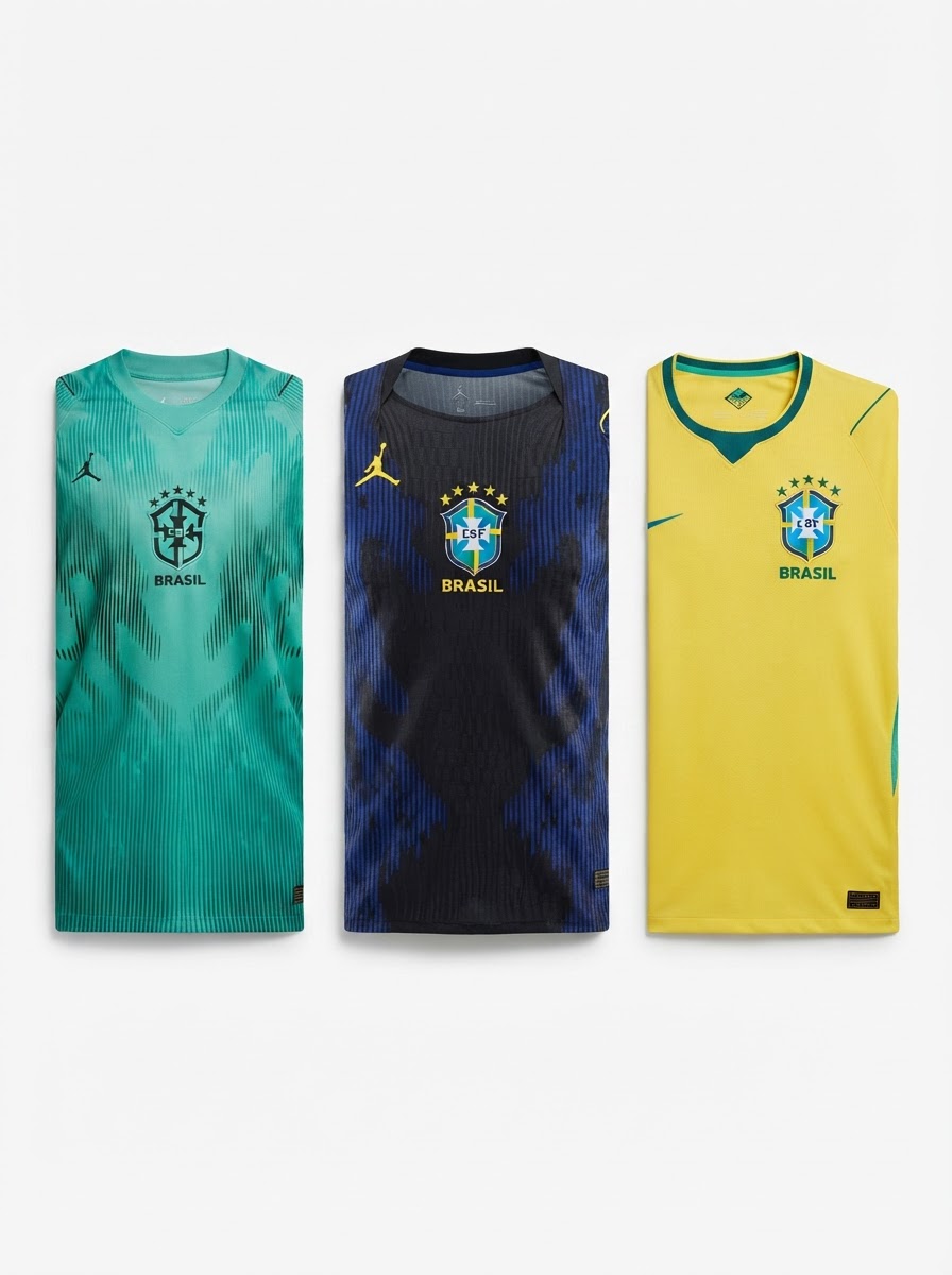 Combo 3 Jerseys do Brazil - Brasil GK, Away & Home - Fan Version