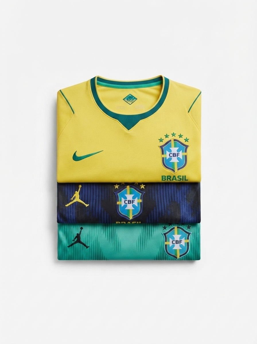 Combo 3 Jerseys do Brazil - Brasil GK, Away & Home - Fan Version