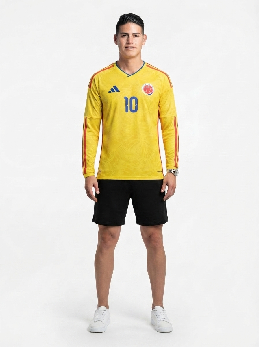 James Rodriguez Long Sleeve Colombia Home - Fan Version World Cup 2026