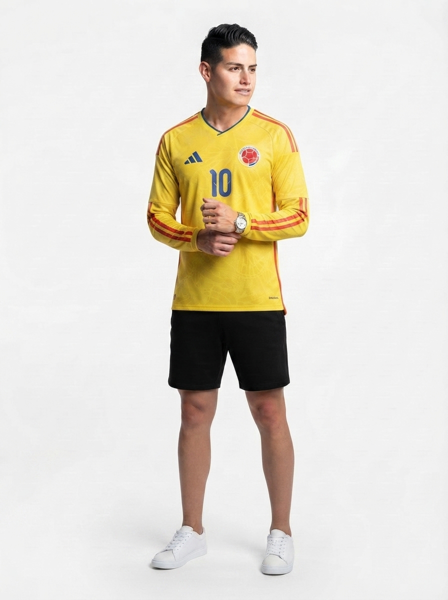 James Rodriguez Long Sleeve Colombia Home - Fan Version World Cup 2026
