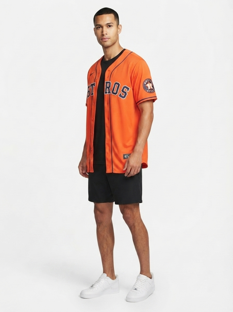 Jersey MLB Houston Astros Orange Alternate Limited Masculina Laranja