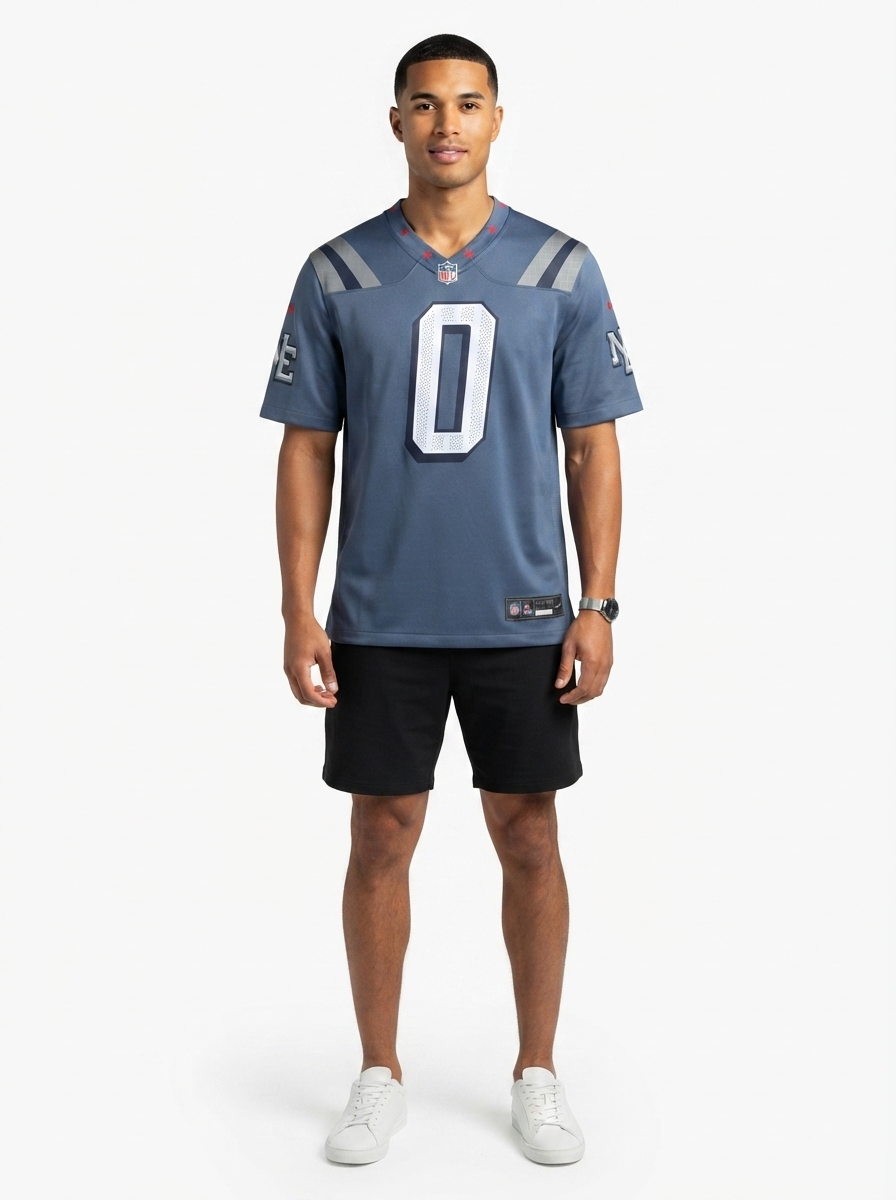 Christian Gonzalez New England Patriots 2025 Rivalries Collection Game Jersey - Storm Blue