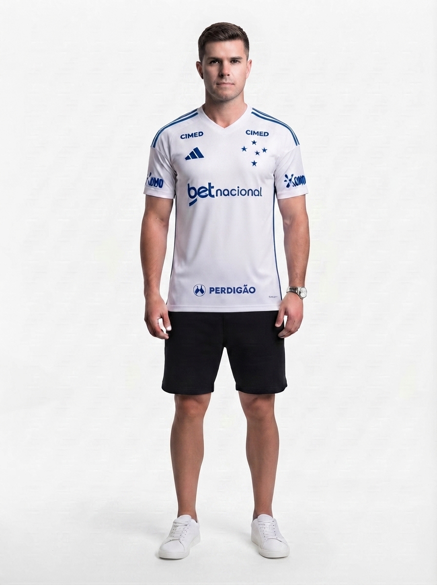 Cruzeiro II 26/27 Masculina - Branco+Azul - Fan Version Sponsor