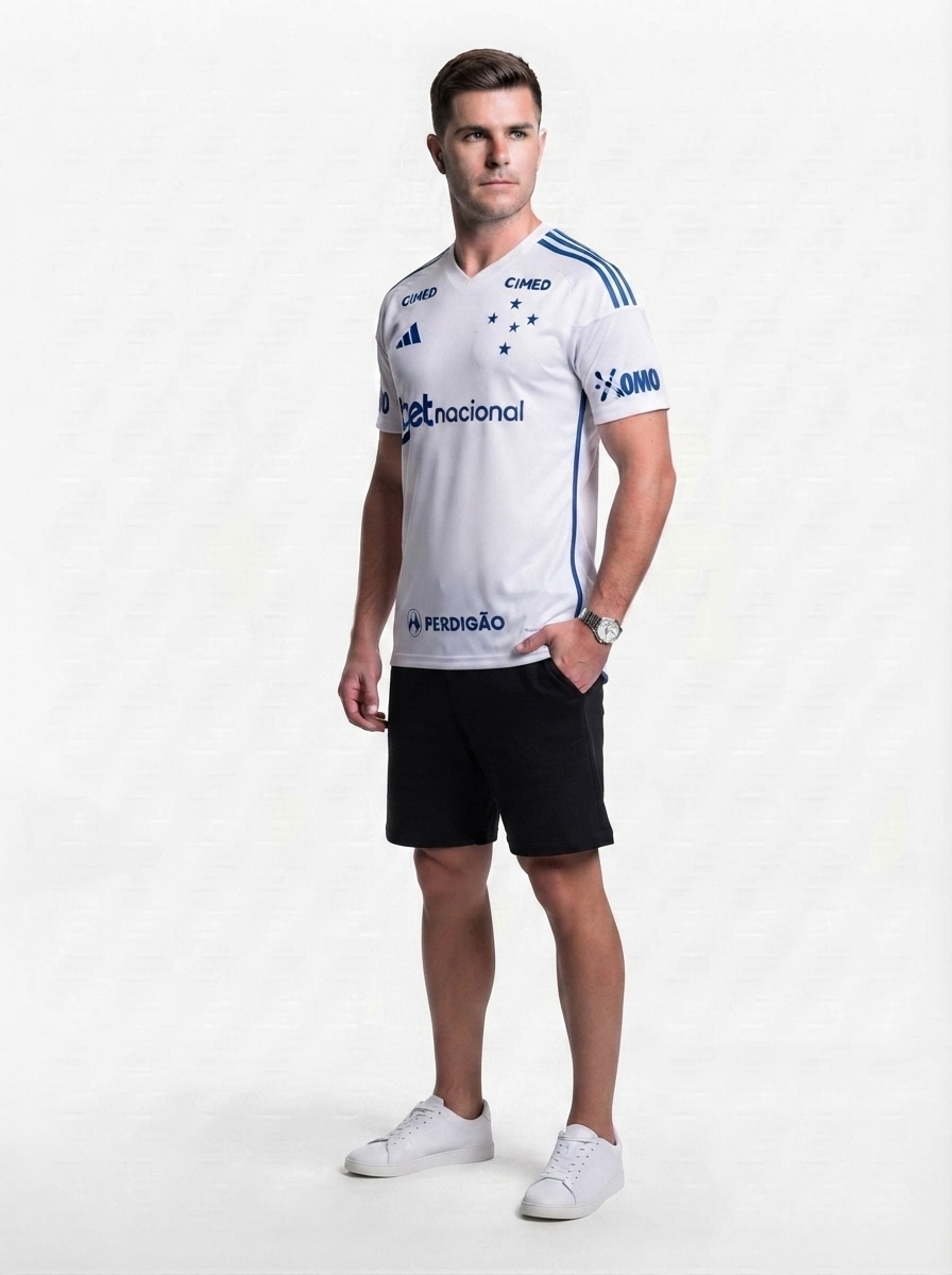 Cruzeiro II 26/27 Masculina - Branco+Azul - Fan Version Sponsor
