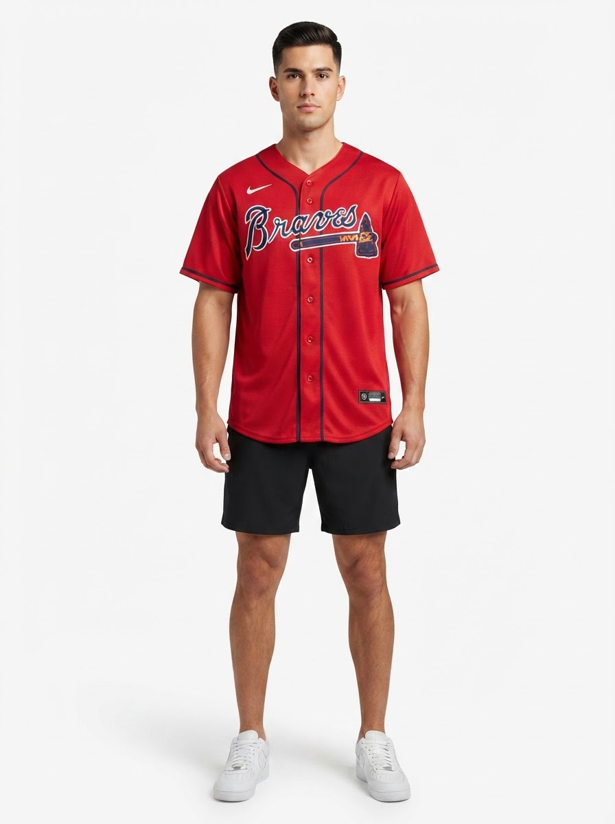 Jersey MLB Atlanta Braves II Torcedor Masculina Vermelha
