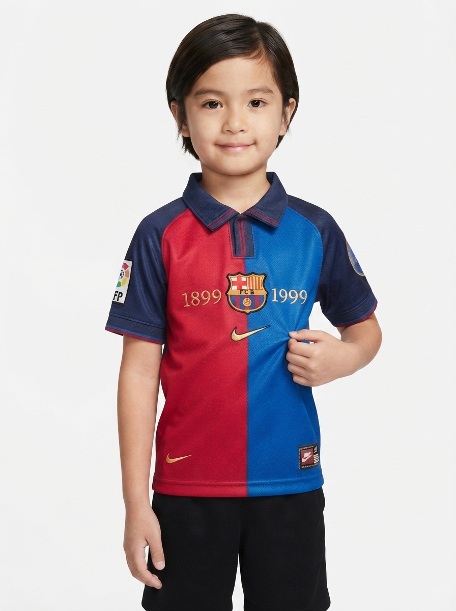 Kids Retro Barcelona Centenary Jersey 1989-1999
