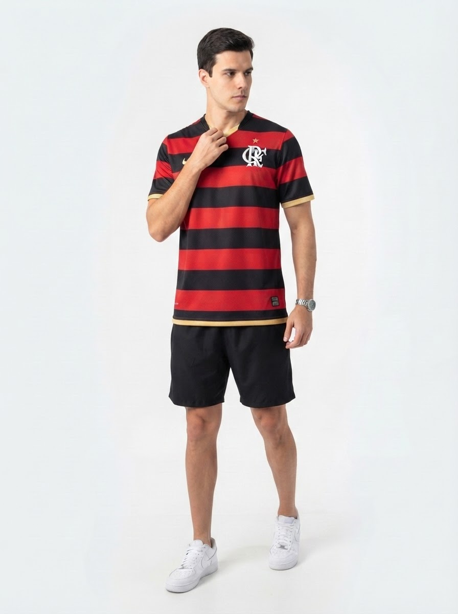 Jersey Flamengo Retro 2009 Vermelha e Preta