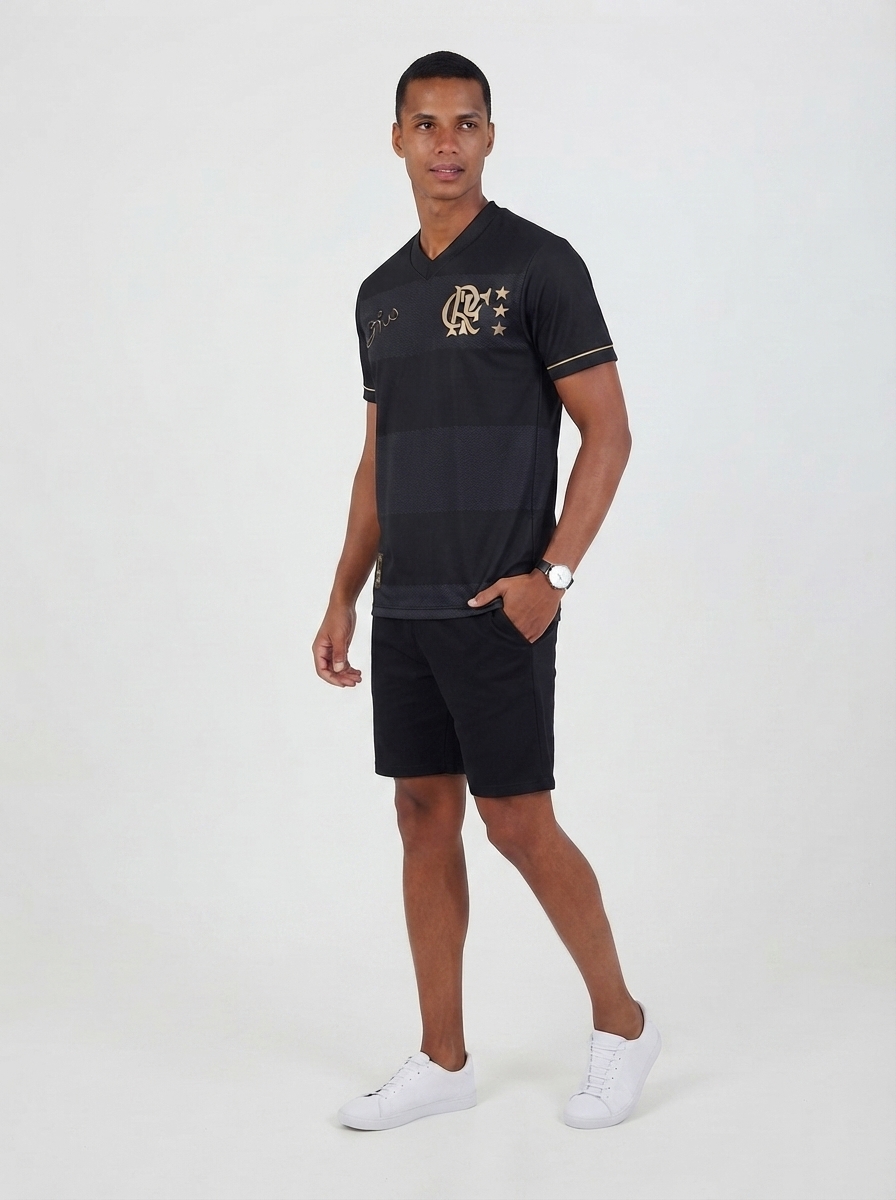 Jersey Flamengo Zico 1981 Preto e Ouro Retrô Men's