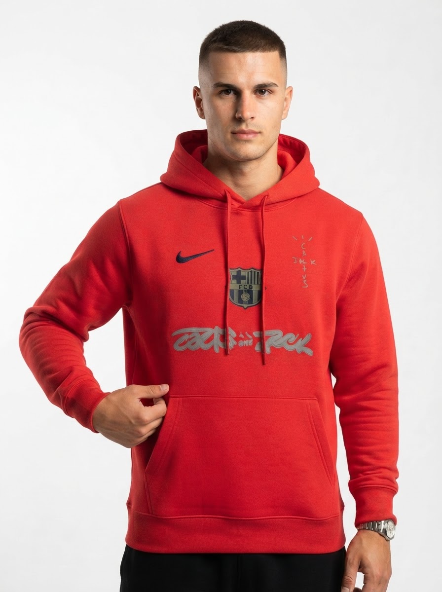 Barcelona Sweatshirt 2025 - Travis Scott Collab Spotify - Red