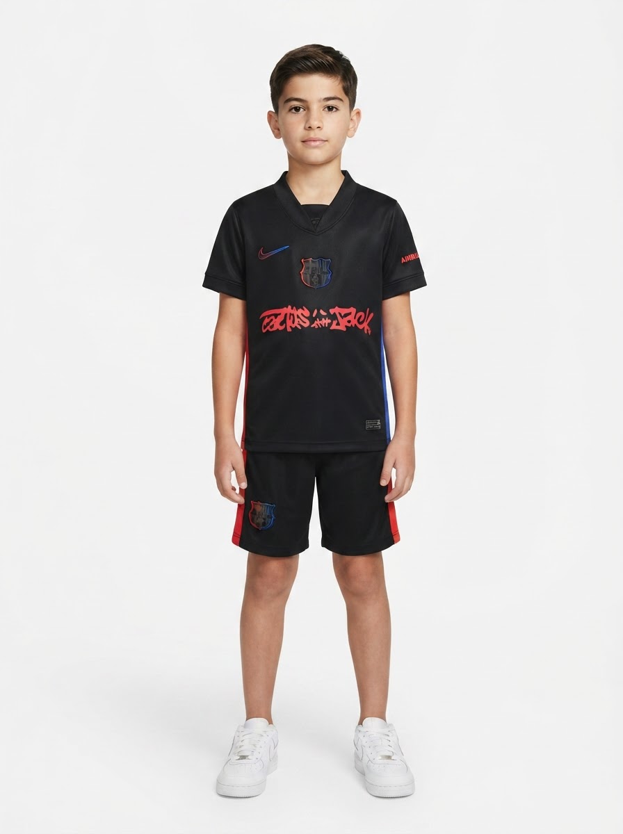 Barcelona Away 2024/25 Travis Scott Edition Kids Kit -Fan Version