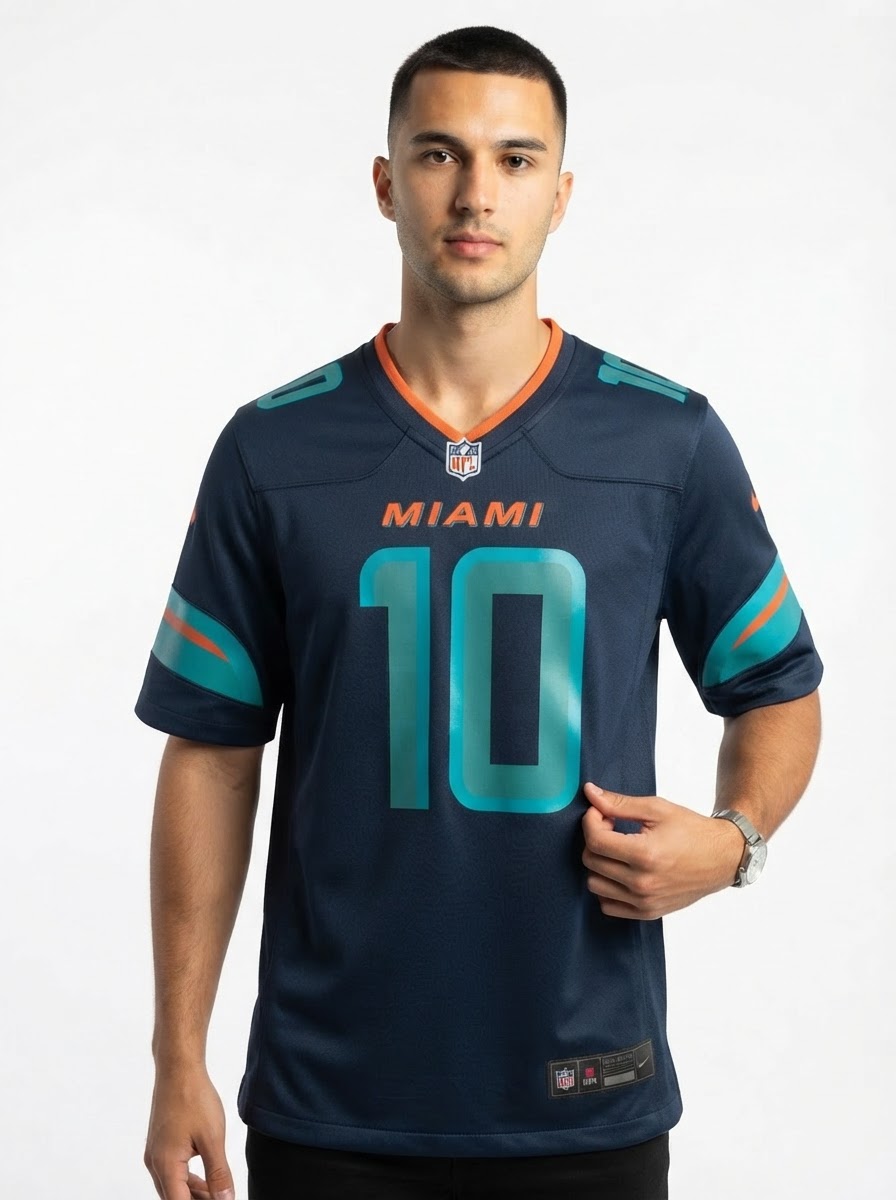 Men's Tyreek Hill Pitch Blue Miami Dolphins 2025 Rivalries Jersey
