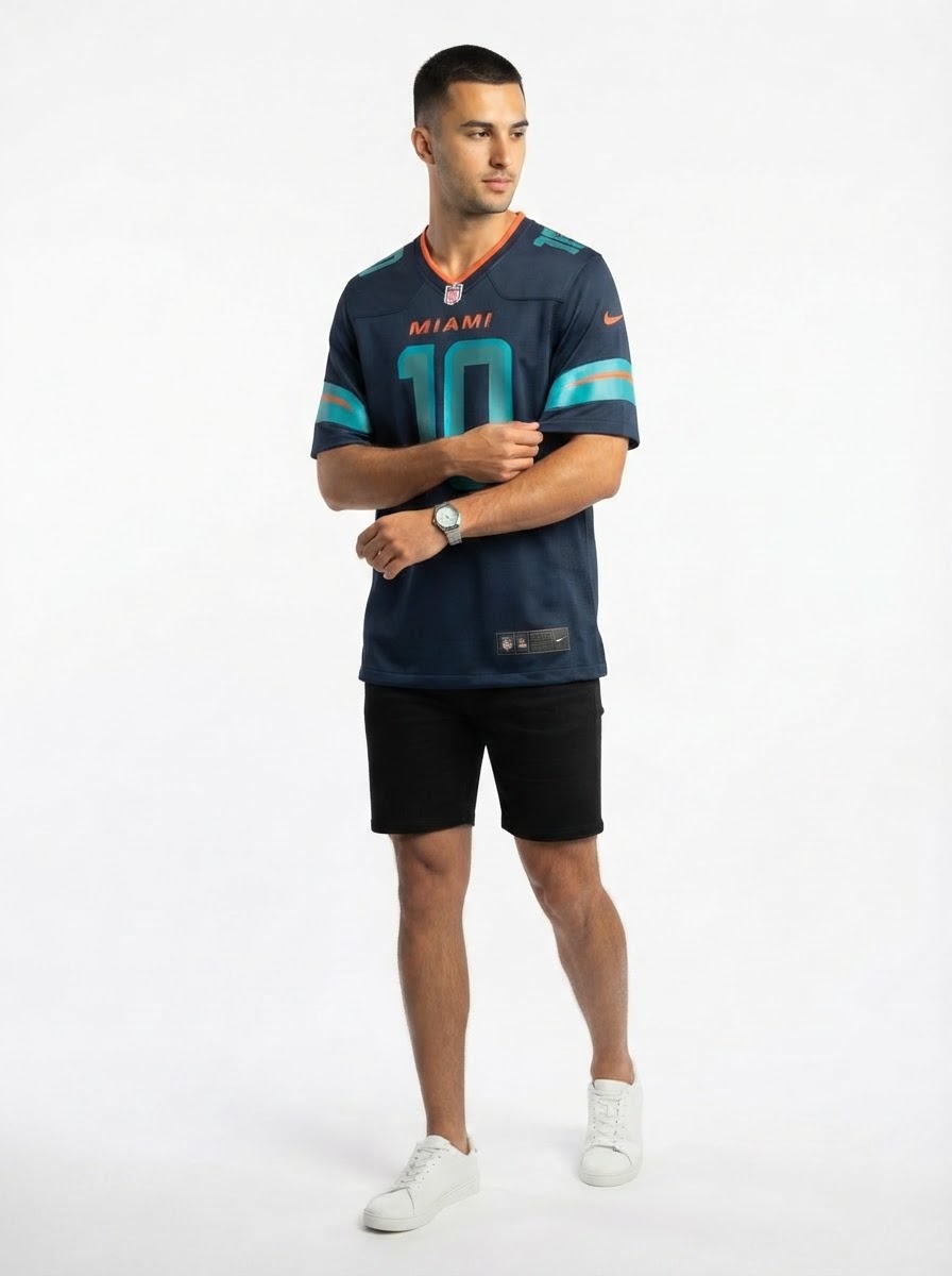 Men's Tyreek Hill Pitch Blue Miami Dolphins 2025 Rivalries Jersey