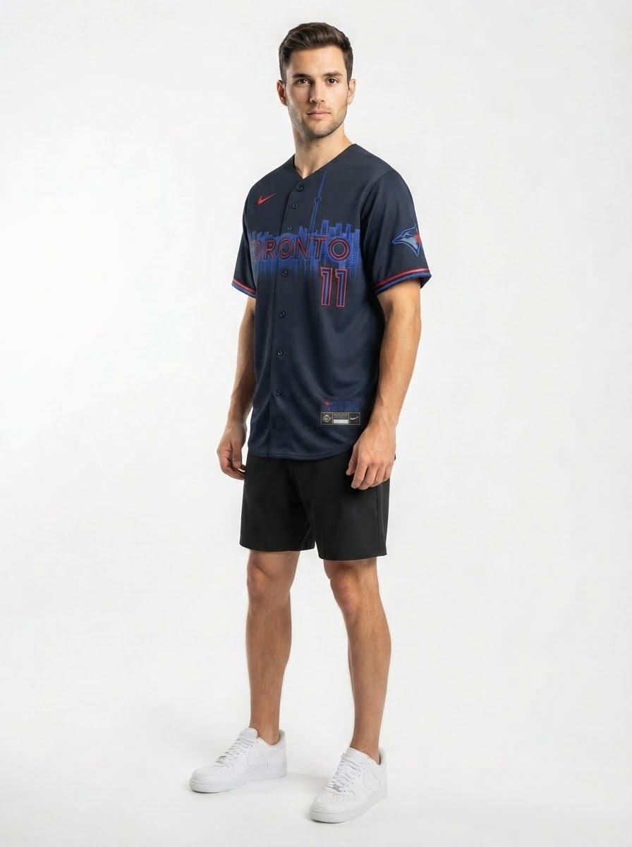 Jersey MLB Toronto Blue Jays City Connect Torcedor Masculina Azul Marinho