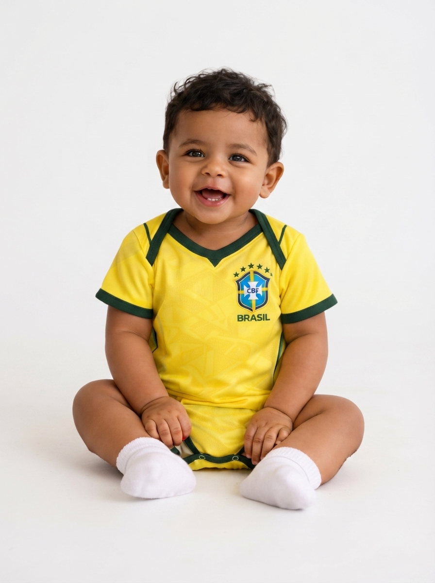 Body Baby Brazil Amarelo/Verde Brasil Word Cup 2026